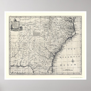Poster Map of Georgia and Carolinas by Bowen 1752