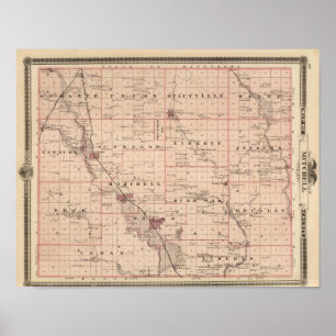 Póster Map of Mitchell County, State of Iowa