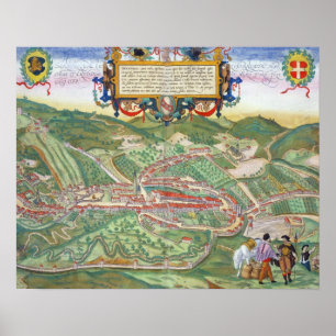 Póster Map of Serravalle, from 'Civitates Orbis Terrarum'