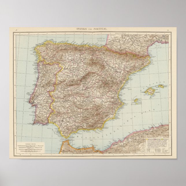 Poster Map of Spain and Portugal (Frente)