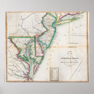 Poster Map of the American Coast