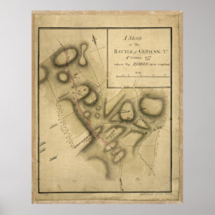 Poster Map of the Battle of Germantown (Oct. 4th 1777)