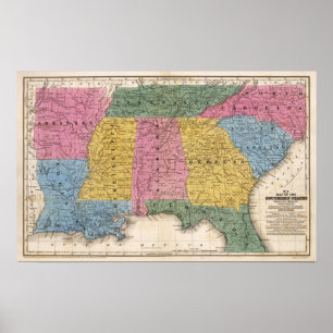 Póster Map of the Southern States