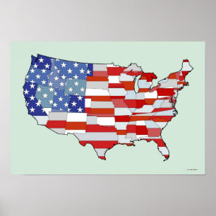 Poster Map of United States of America