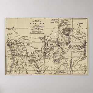 Poster Map Portion of Africa   Cameron's Route