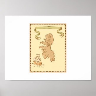 Póster Map Treasure Island Tall Nave