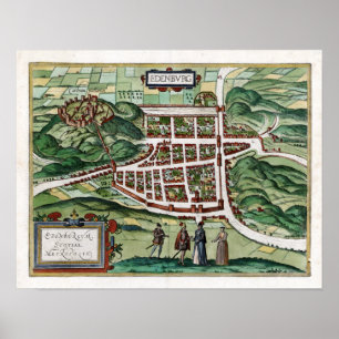 Póster Mapa 1580 de Edimburgo
