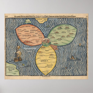 Póster Mapa 1581 da folha do trevo da estamenha