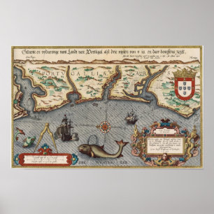 Póster Mapa 1584 de Portugal