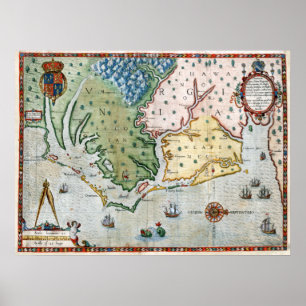 Poster Mapa 1590 de Virgínia
