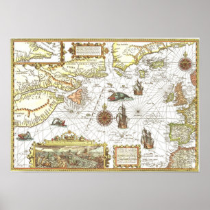 Póster Mapa 1592 do Atlântico