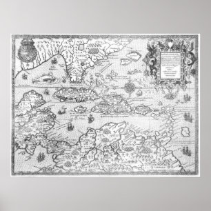 Poster Mapa 1594 de América Central