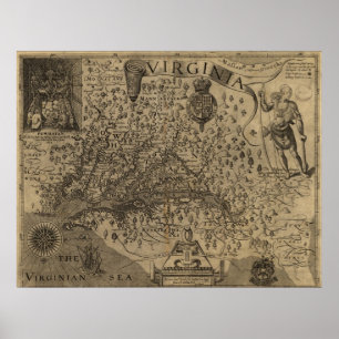Poster Mapa 1606 de Virgínia