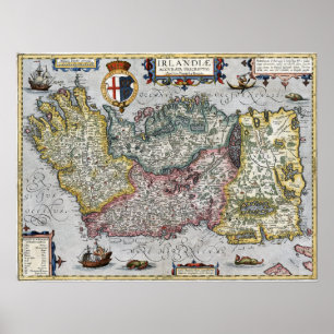 Poster Mapa 1609 de Ireland