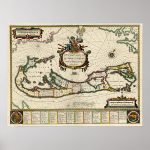Póster Mapa 1630 de Bermuda