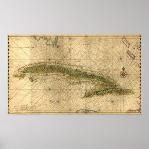 Póster Mapa 1639 histórico de Cuba por Joana Vinckeboons