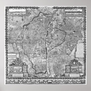 Póster Mapa 1652 de Paris
