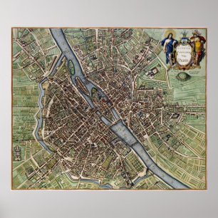 Póster Mapa 1657 de Paris