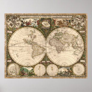 Poster Mapa 1660 do mundo