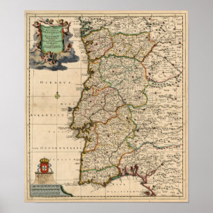 Poster Mapa 1690 de Portugal