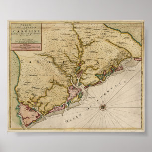 Póster Mapa 1696 de Carolina
