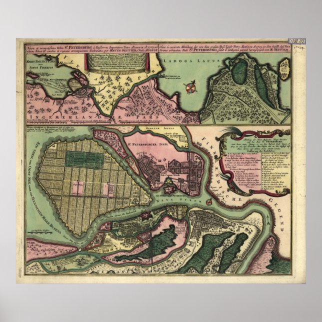 Póster Mapa 1703 de St Petersburg (Frente)