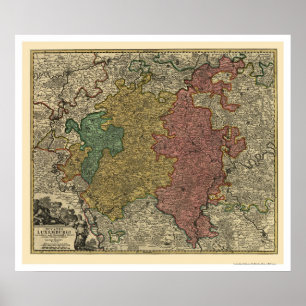 Póster Mapa 1712 de Luxembourg Europa
