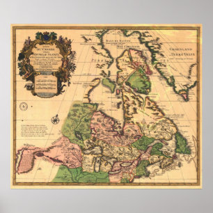 Póster Mapa 1730 de Canadá