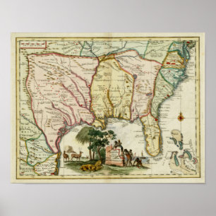 Poster Mapa 1740 de Florida