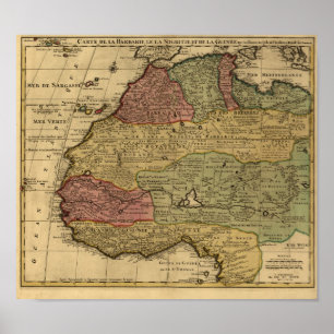 Poster Mapa 1742 do Norte de África do vintage