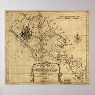 Poster Mapa 1747 do pescoço do norte de Virgínia