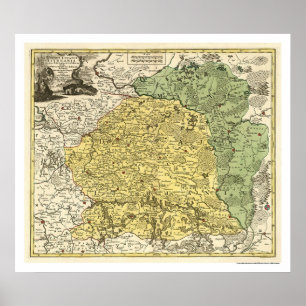 Poster Mapa 1750 de Lithuania