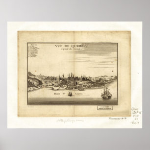 Póster Mapa 1755 panorâmico de St Laurent Montreal