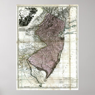 Poster Mapa 1777 velho de New-jersey