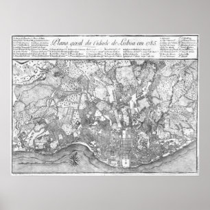 Póster Mapa 1785 de Lisboa