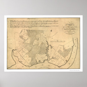 Póster Mapa 1801 do Mt Vernon da fazenda do general