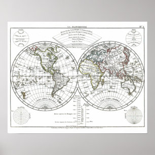 Poster Mapa 1806 do atlas: La Mappemonde por Eustache