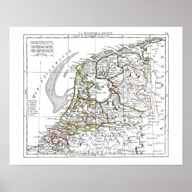 Póster Mapa 1806 - La Republique Batave (Frente)