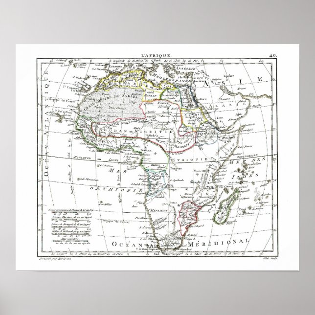 Póster Mapa 1806 - L'Afrique (Frente)
