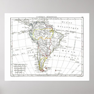 Póster Mapa 1806 - L'Amérique Méridionale