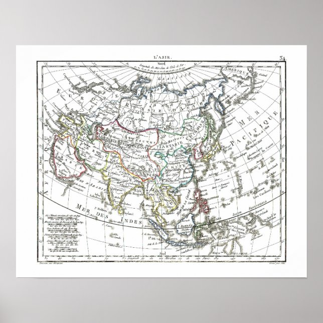 Póster Mapa 1806 - L'Asie (Frente)
