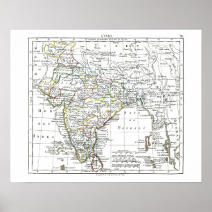 Póster Mapa 1806 - L'Inde