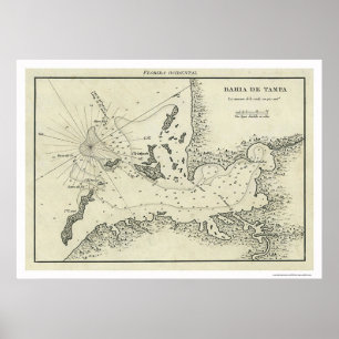 Poster Mapa 1809 de Baía De Tampa Florida