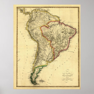 Poster Mapa 1817 de Ámérica do Sul