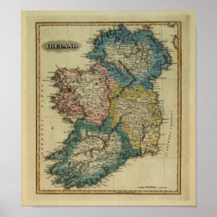 Póster Mapa 1823 de Ireland pelo júnior de colocação d