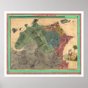 Póster Mapa 1831 de Rio de Janeiro Brasil