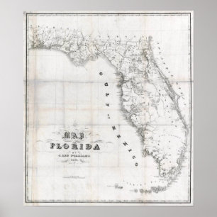 Poster Mapa 1837 de Florida