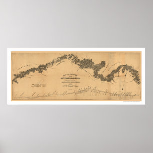 Poster Mapa 1839 da estrada de ferro de Gettysburg