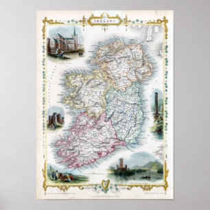 Póster Mapa 1851 de Ireland