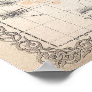 Póster Mapa 1855 de Colton do mundo em Mercator Projectio
